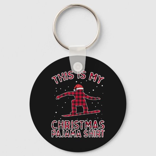 Snowboarden Shirt voor Heren Kerst Pyjama Xmas Sleutelhanger (Voorkant)