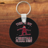 Snowboarden Shirt voor Heren Kerst Pyjama Xmas Sleutelhanger (Voorkant)