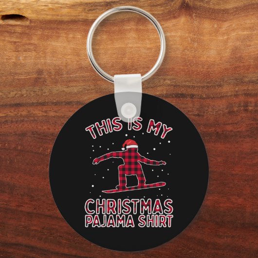 Snowboarden Shirt voor Heren Kerst Pyjama Xmas Sleutelhanger (Voorkant)
