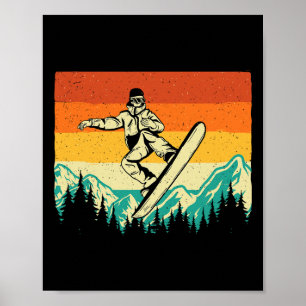 Snowboarden Shirten Retro  Snowboarder - Wi Poster