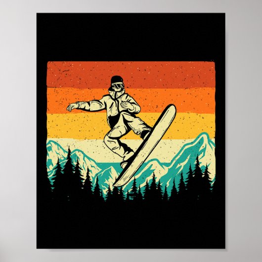Snowboarden Shirten Retro  Snowboarder - Wi Poster (Voorkant)