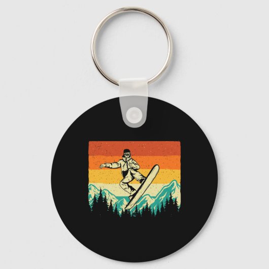 Snowboarden Shirten Retro  Snowboarder - Wi Sleutelhanger (Voorkant)