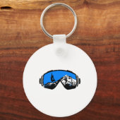 Snowboarden Ski Goggles Mountain Distressed Design Sleutelhanger (Voorkant)