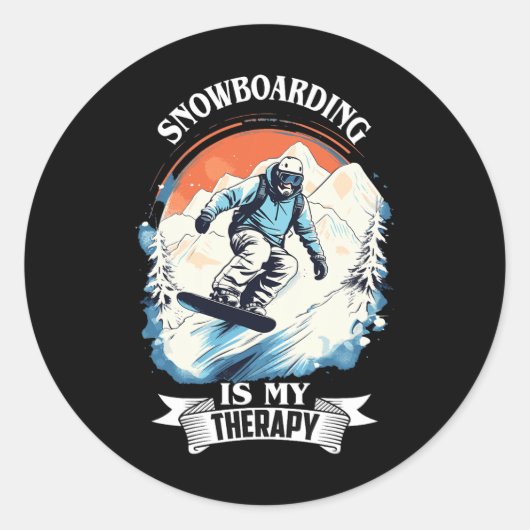 Snowboarden Sneeuwtherapie Snowboard Retro Snow Va Ronde Sticker (Voorkant)