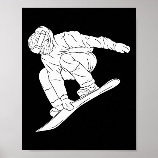 Snowboarden Snow Mountain Winter Sport Grappige Sn Poster (Voorkant)