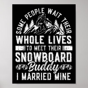 Snowboarden Snowboard Huwelijk Echtgenote Weddi Poster