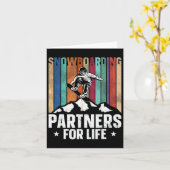 Snowboarden Snowboard  Huwelijk Retro Vrouw Kaart (Gele Bloem)