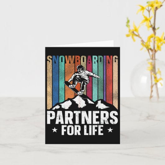 Snowboarden Snowboard  Huwelijk Retro Vrouw Kaart (Gele Bloem)