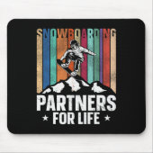 Snowboarden Snowboard  Huwelijk Retro Vrouw Muismat (Voorkant)