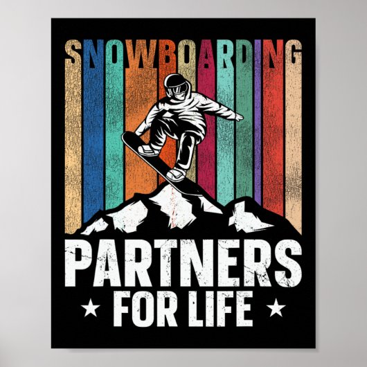 Snowboarden Snowboard  Huwelijk Retro Vrouw Poster (Voorkant)
