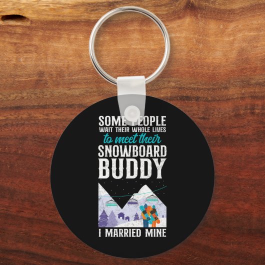 Snowboarden Snowboard  Huwelijk Vrouw Buddy Sleutelhanger (Voorkant)