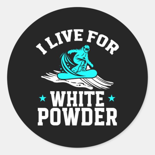Snowboarden Snowboard I Live voor White Powder Sno Ronde Sticker (Voorkant)