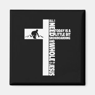 Snowboarden Snowboard Jesus Faith Cross Christelij Magneet