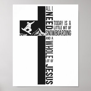 Snowboarden Snowboard Jesus Faith Cross Poster