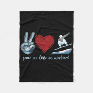 Snowboarden Snowboard  Peace Love Fleece Deken