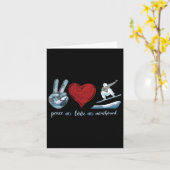 Snowboarden Snowboard Peace Love Kaart (Gele Bloem)