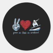 Snowboarden Snowboard  Peace Love Ronde Sticker (Voorkant)