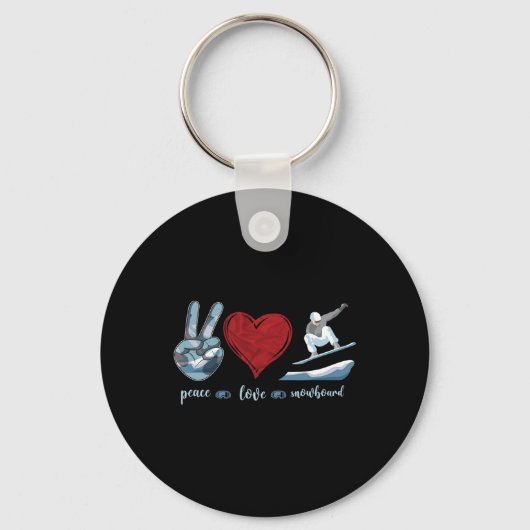 Snowboarden Snowboard  Peace Love Sleutelhanger (Voorkant)