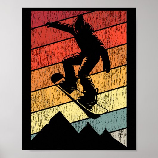 Snowboarden Snowboard  Retro Mountain 1 Poster (Voorkant)