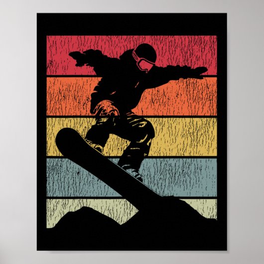 Snowboarden Snowboard  Retro Mountain 2 Poster (Voorkant)