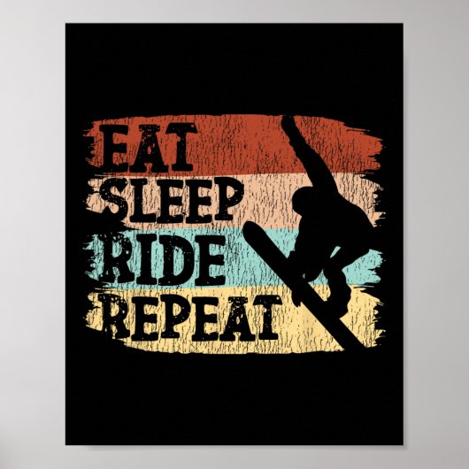 Snowboarden Snowboard  Retro Ride Eat Slee Poster (Voorkant)