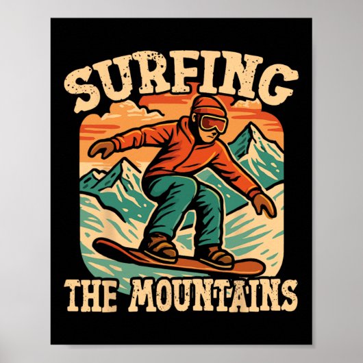 Snowboarden Snowboard  Retro Surfen op de M Poster (Voorkant)