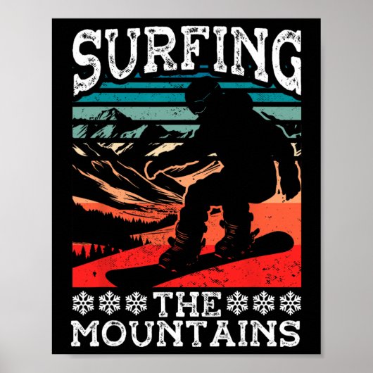 Snowboarden Snowboard  Retro Surfen op de M Poster (Voorkant)