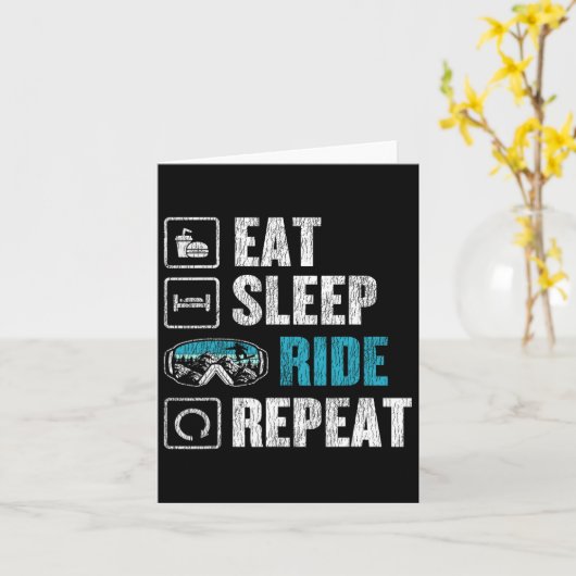 Snowboarden Snowboard Ride Eat Sleep Ride Herhaal Kaart (Gele Bloem)