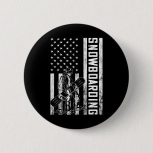 Snowboarden  Snowboarder Verenigde Staten Vlag Ame Ronde Button 5,7 Cm
