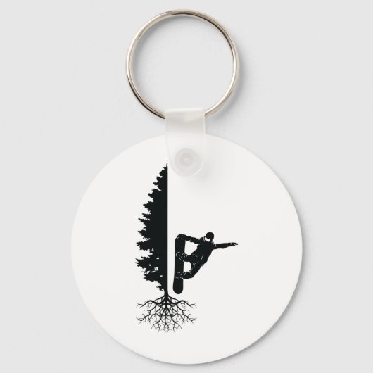 Snowboarden Snowborder Off Piste Tree 1 Sleutelhanger (Voorkant)