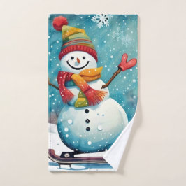 Snowboarden Snowman Handdoek