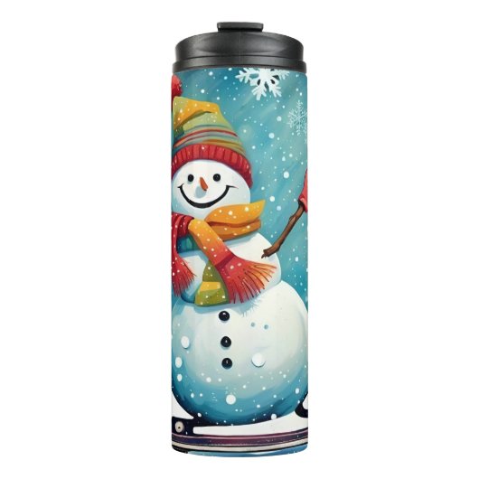 Snowboarden Snowman - Thermische Tumbler Thermosbeker (Voorkant)