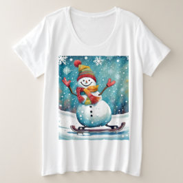 Snowboarden Snowman - Vrouwen Plus Size T-shirt