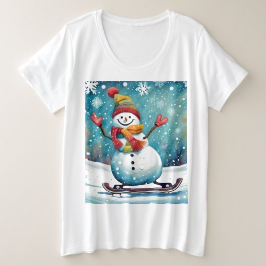 Snowboarden Snowman - Vrouwen Plus Size T-shirt (Design voorkant)