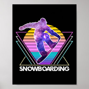 Snowboarden Sport Retro Vaporwave 90s Sn Poster