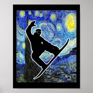 Snowboarden Sterrennacht Snowboard Van Gogh Poster
