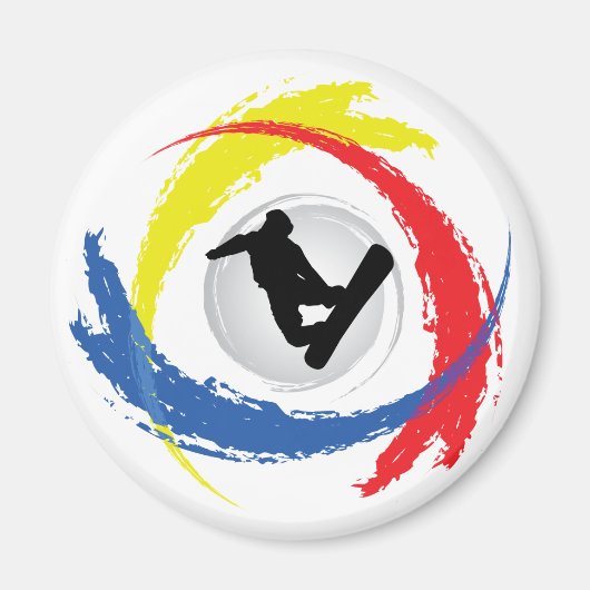 Snowboarden Tricolor Emblem Magneet (Voorkant)