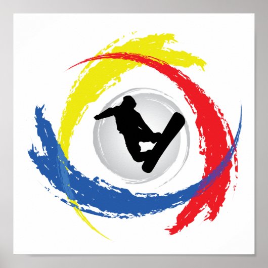 Snowboarden Tricolor Emblem Poster (Voorkant)