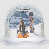 Snowboarden Trip Dubbele Foto Sneeuwbol (Voorkant)