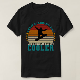 Snowboarden vader als een gewone vader, maar coole t-shirt