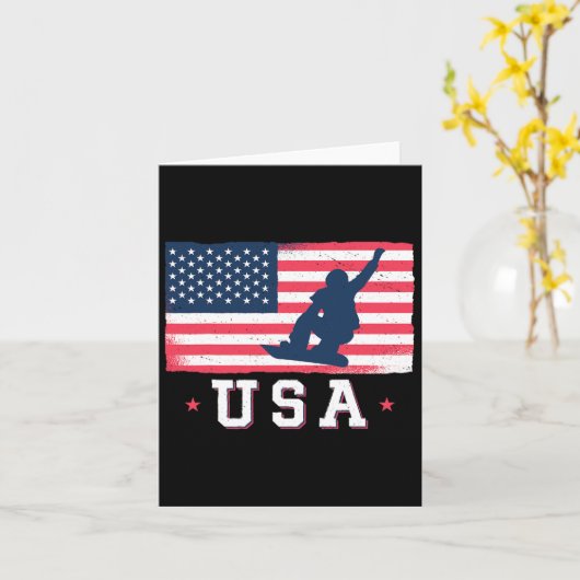 Snowboarden Verenigde Staten Amerikaanse Vlag Snow Kaart (Gele Bloem)