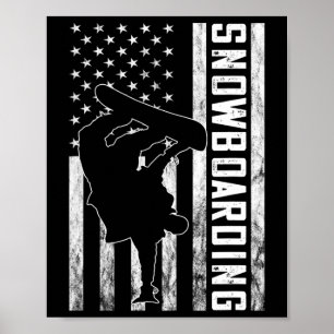 Snowboarden Verenigde Staten Vlag Amerika Snowboa Poster