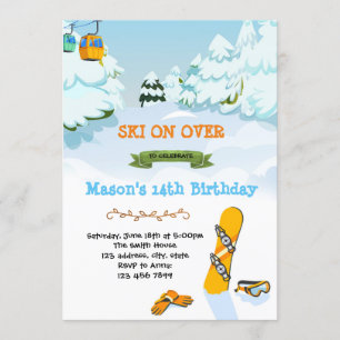 Snowboarden verjaardagsfeest kaart