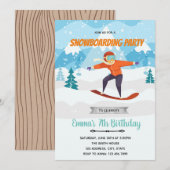 Snowboarden verjaardagsfeestje uitnodiging (Voorkant / Achterkant)