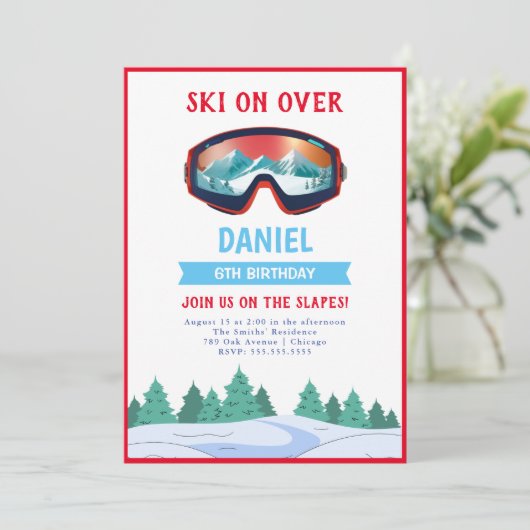 Snowboarden Verjaardagsfeestuitnodiging Kaart (Staand voorkant)