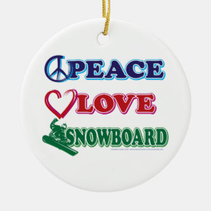 Snowboarden/Vrede, Liefde, Slaap Keramisch Ornament