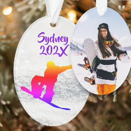 Snowboarden Vrouw Fotosjabloon Ovaal Ornament