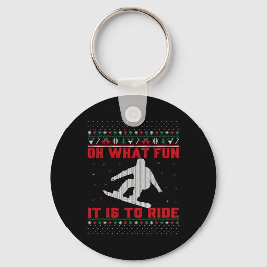 Snowboarden: Wat is het leuk om kerst te rijden Sleutelhanger (Voorkant)