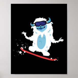 Snowboarden Yeti Bigfoot cadeau voor Sasquatch Mon Poster