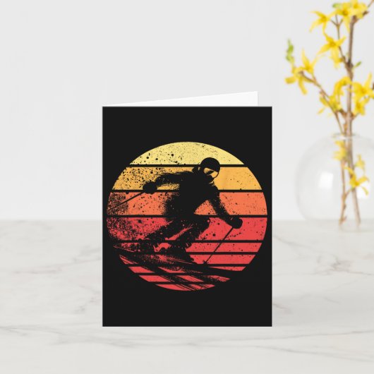 Snowboarden Zonsondergang Wintersport Skier Snowbo Kaart (Gele Bloem)